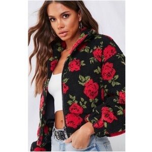 FOREVER 21🌹 Rose Sherpa Teddy Jacket